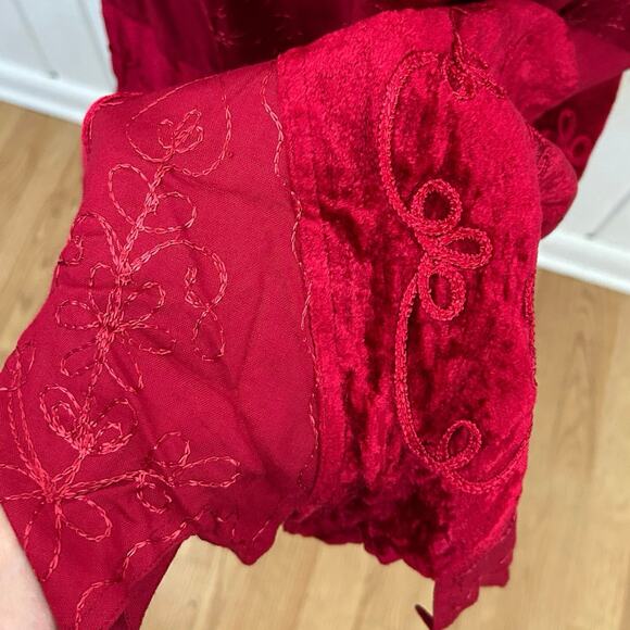 Newport News Women Fairy Vintage Skirt Midi Boho Red Velvet Holiday Size 10P - Picture 2 of 9